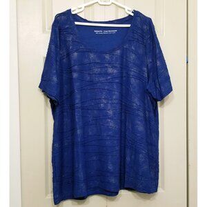 🆕️ Penningtons Silver Glitter Ripple Stitch Blue Relaxed Fit Tee